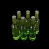 Lot de 6 bouteilles miniatures vertes en résine translucide