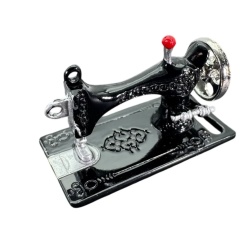 Machine à coudre miniature en métal noir et argenté pour maison de poupée au 1/12e