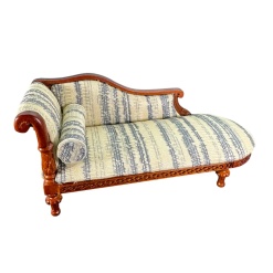 Méridienne miniature victorienne en bois et tissu 1/12e