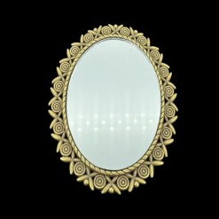 Miroir miniature ovale en métal doré à décor floral