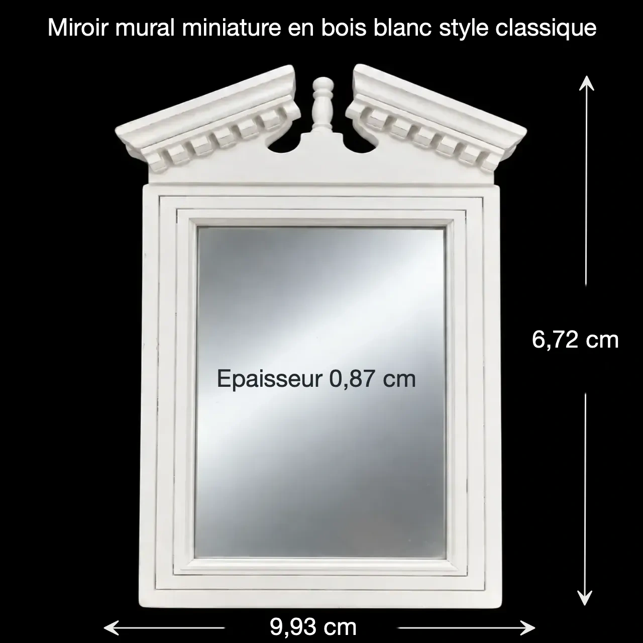 Miroir mural miniature blanc style classique – Image 2