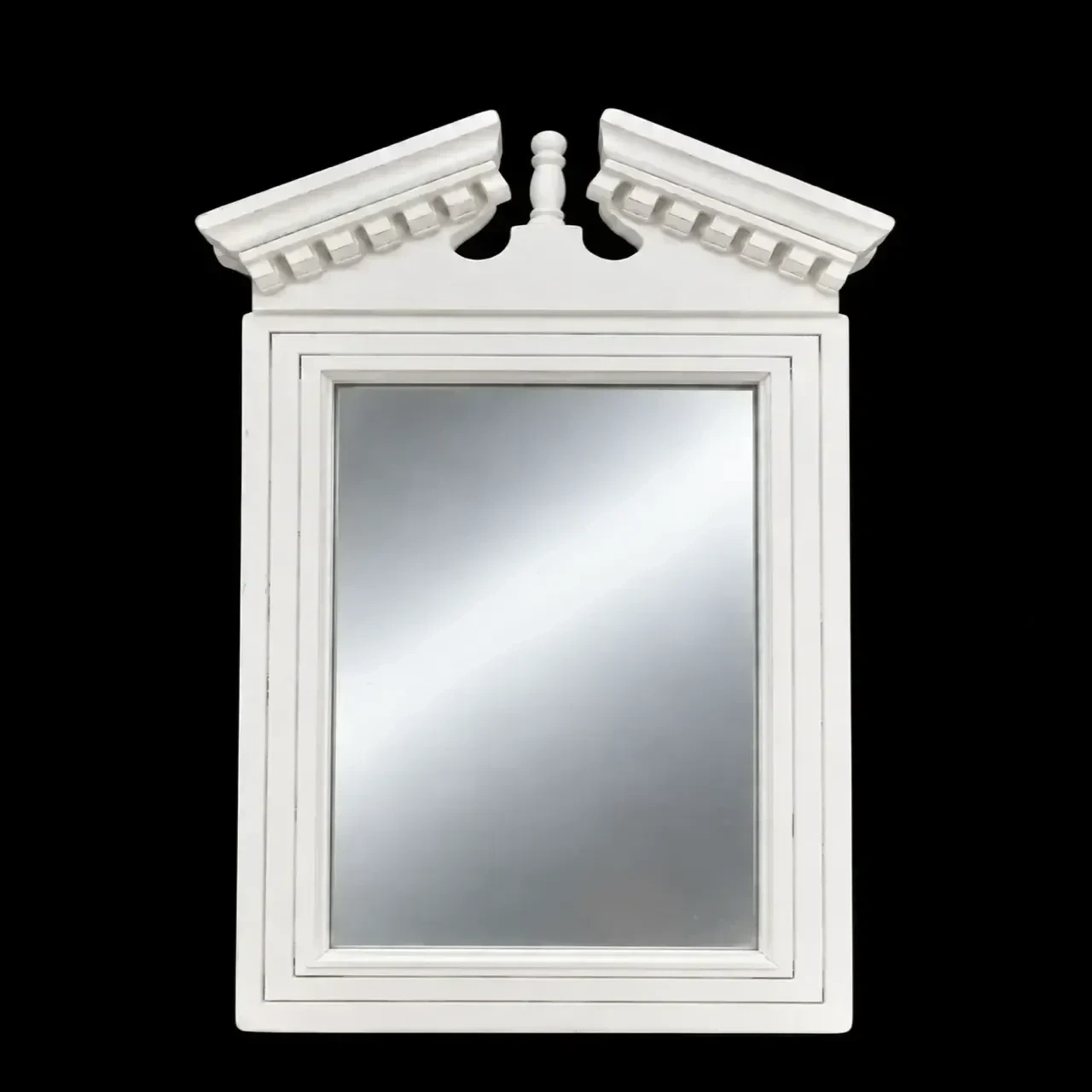 Miroir mural miniature blanc style classique avec fronton décoratif