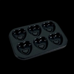Moule à gâteaux miniature noir avec 6 empreintes en forme de cœur