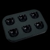 Moule à gâteaux miniature noir avec six empreintes tête de panda