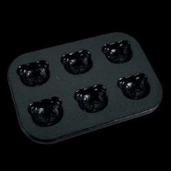 Moule à gâteaux miniature noir avec six empreintes tête de panda