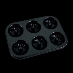 Moule à savarins miniature en métal noir avec six empreintes
