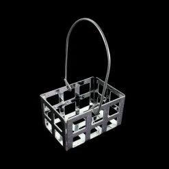 Panier miniature pour bouteilles en métal argenté avec anse