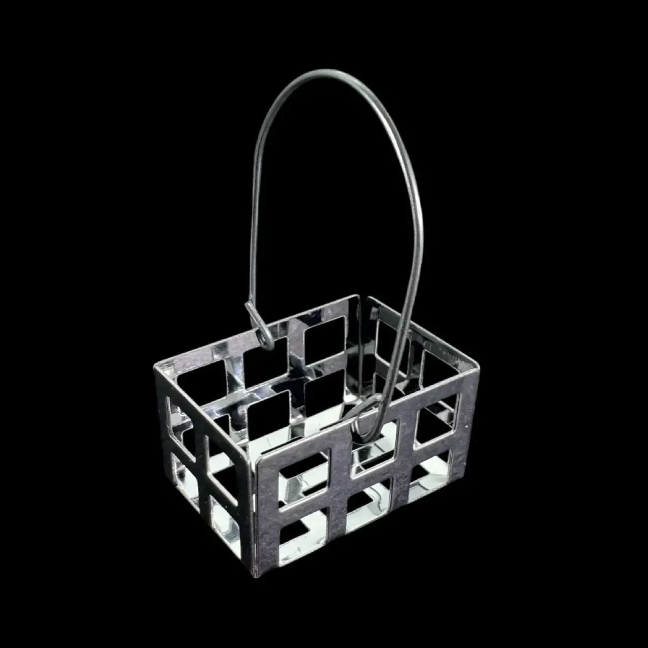 Panier miniature pour bouteilles en métal argenté avec anse
