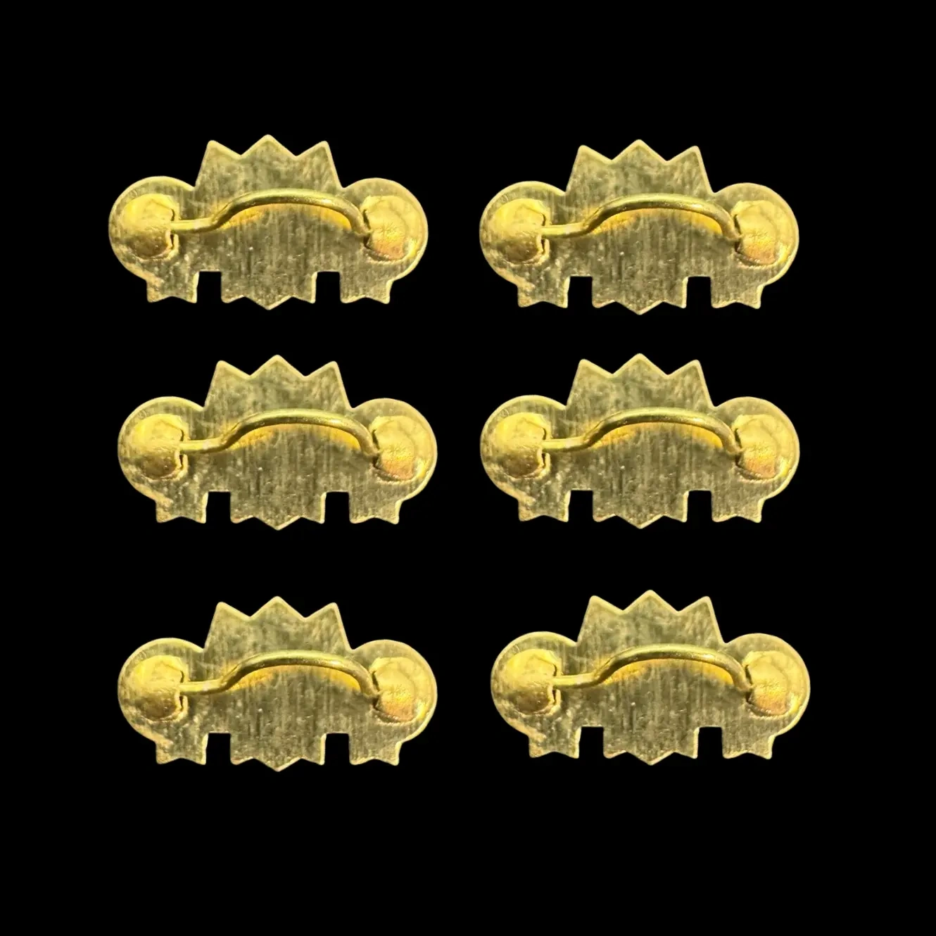 Lot de 6 poignées miniatures à coller en métal doré pour meuble 1/12e