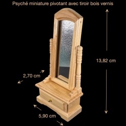 Psyché miniature pivotante en bois vernis avec dimensions au 1/12e