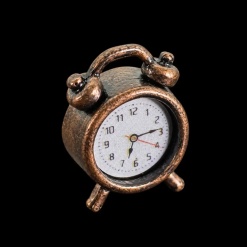 Réveil matin miniature bronze en métal pour maison de poupée