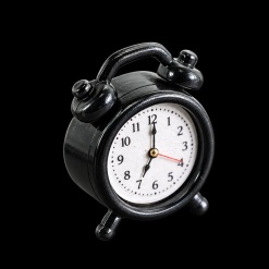 Réveil matin miniature noir en métal à deux cloches