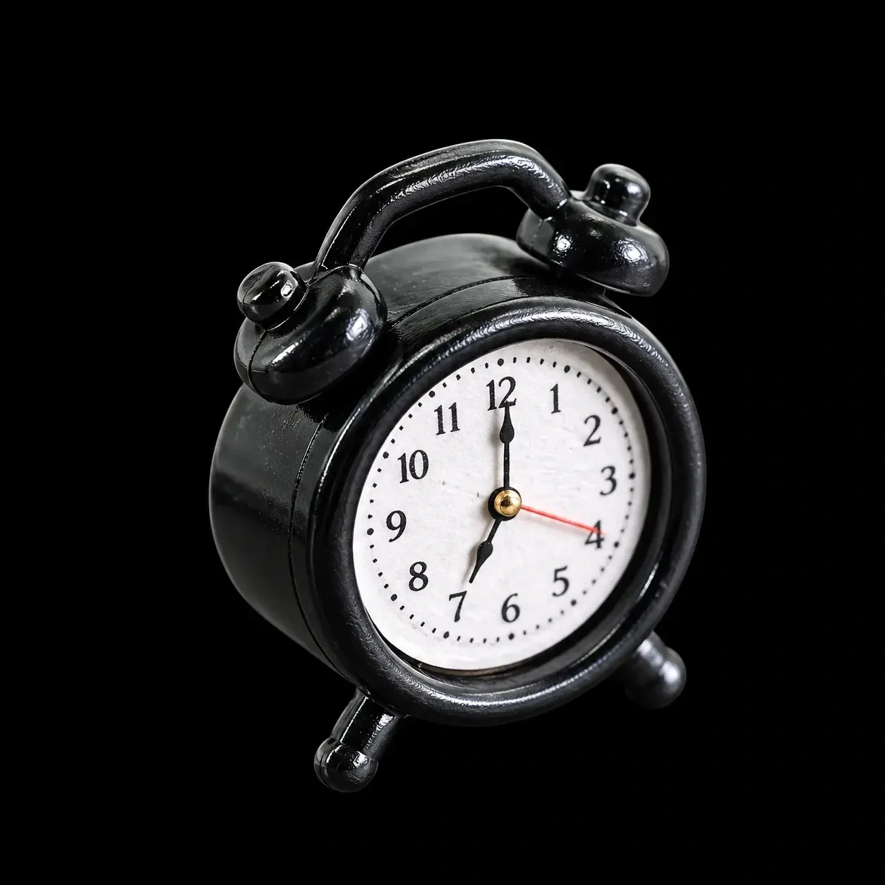 Réveil matin miniature noir en métal à deux cloches