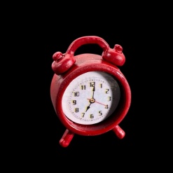 Réveil matin miniature rouge en métal avec double cloche