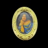 Tableau miniature ovale doré avec portrait féminin sur fond noir