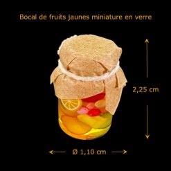 Bocal de fruits jaunes miniature en verre dimensions 1,10 x 2,25 cm