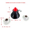 Cafetière miniature noire avec deux tasses et dimensions