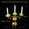 Chandelier miniature doré à 3 branches avec dimensions