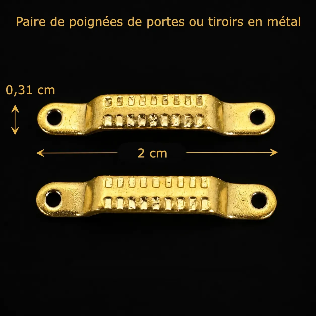Dimensions poignées miniatures en métal 1/12e