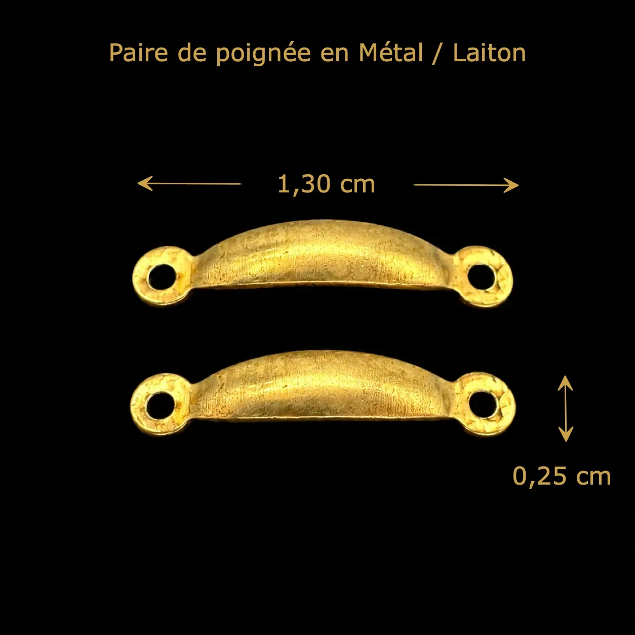 Dimensions des poignées de tiroir miniatures dorées 1/12e