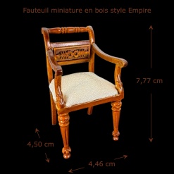 Dos du fauteuil miniature en bois style Empire 1/12e