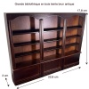 Grande bibliothèque miniature en bois brun antique avec dimensions au 1/12e