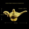 Lampe d'Aladin miniature dorée avec dimensions