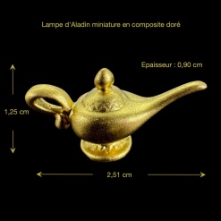 Lampe d'Aladin miniature dorée avec dimensions
