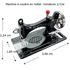 Machine à coudre miniature avec flèches de mesure pour maison de poupée au 1/12e