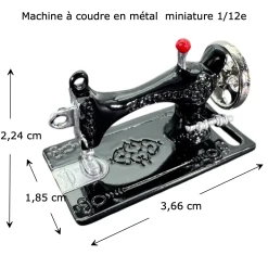 Machine à coudre miniature avec flèches de mesure pour maison de poupée au 1/12e
