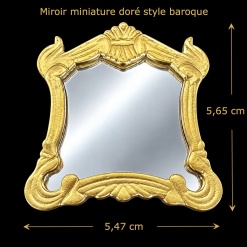 Miroir miniature doré style baroque dimensions 5,47 × 5,65 cm