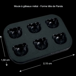 Moule à gâteaux miniature tête de panda dimensions 2,15 × 1,50 cm