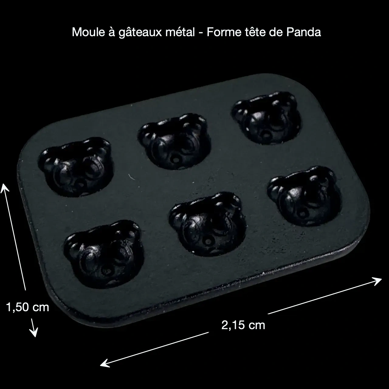Moule à gâteaux miniature tête de panda dimensions 2,15 × 1,50 cm