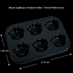 Dimensions du moule à gâteaux miniature avec empreintes pattes d’ours