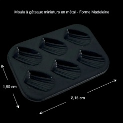 Dimensions du moule à madeleines miniature en métal noir