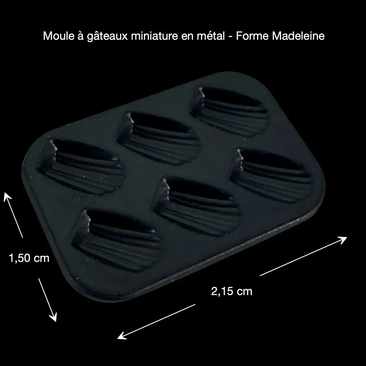 Dimensions du moule à madeleines miniature en métal noir