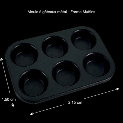 Dimensions du moule à muffins miniature en métal noir