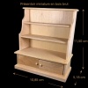 Présentoir miniature en bois brut avec dimensions au 1/12e