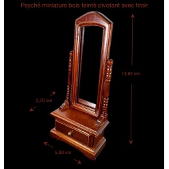 Psyché miniature pivotante en bois brun avec dimensions au 1/12e