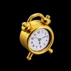 Réveil matin miniature doré en métal vue de face