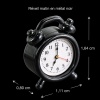 Réveil matin miniature noir avec dimensions