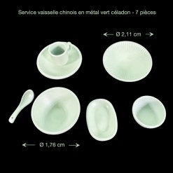 Service de vaisselle chinoise miniature vert céladon avec dimensions