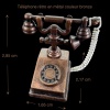 Dimensions du téléphone rétro miniature en métal couleur bronze