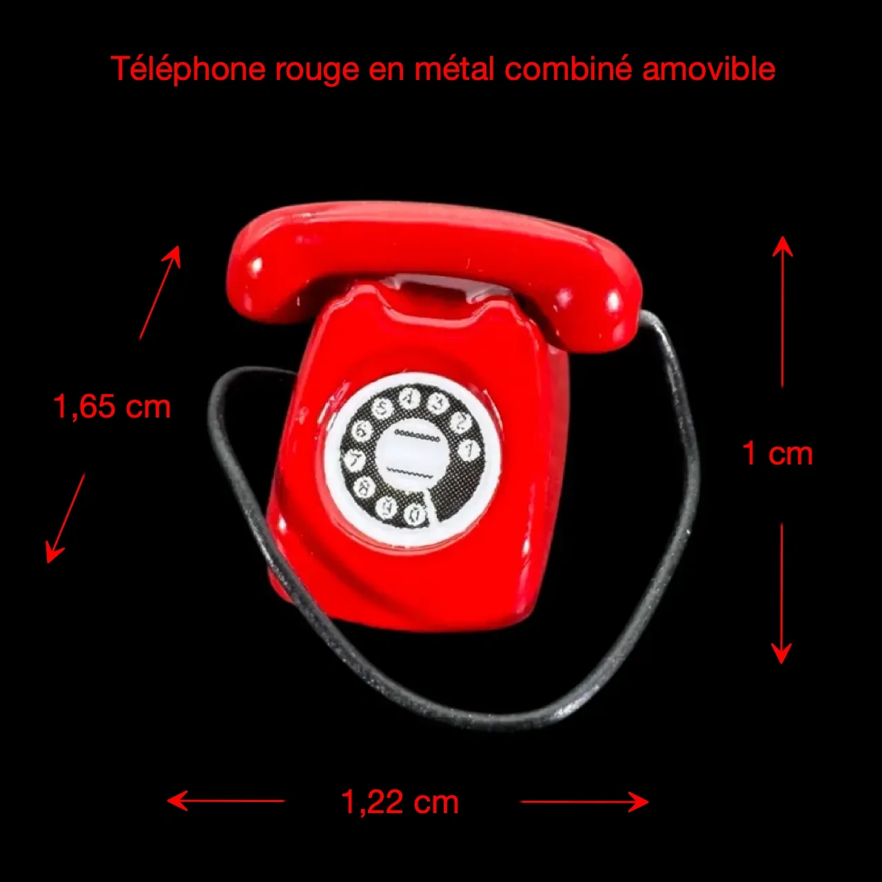 Dimensions du téléphone rouge miniature en métal