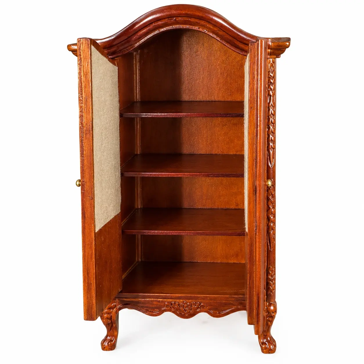 Armoire miniature ouverte avec trois étagères 1/12e