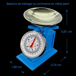 Dimensions de la balance miniature bleue en métal