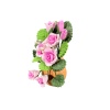Bouquet de roses roses miniature avec feuillage vert en pot 1/12e