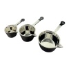 Trois casseroles miniatures chromées creuses avec bec verseur