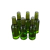 Lot de 6 bouteilles miniatures vertes en résine sur fond blanc