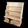 Présentoir miniature en bois brut avec 2 portes ouvertes au 1/12e